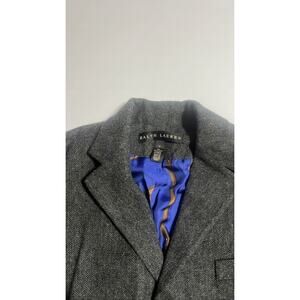 Ralph Lauren Women's 4 Gray Herringbone Blazer Blue Lined